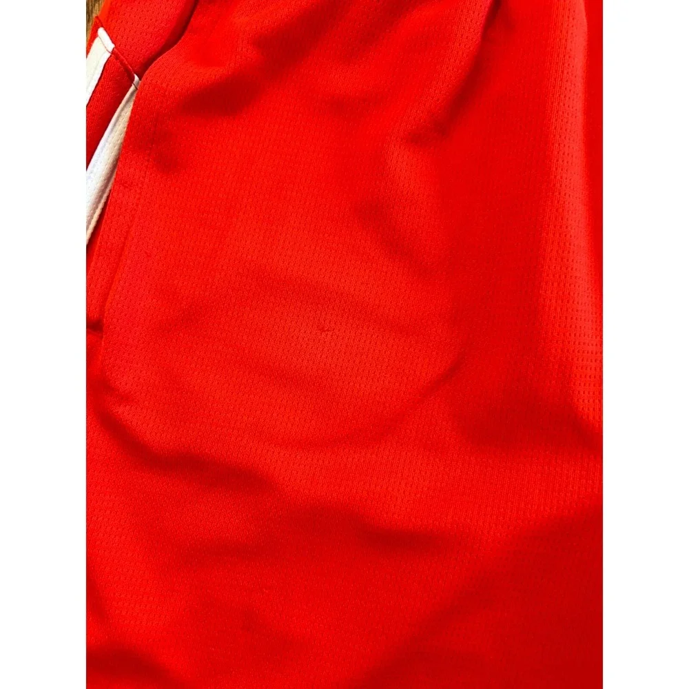 Adidas Boys Athletic Basketball Shorts Size 14/16 Red Mesh 3 Stripe Drawstring